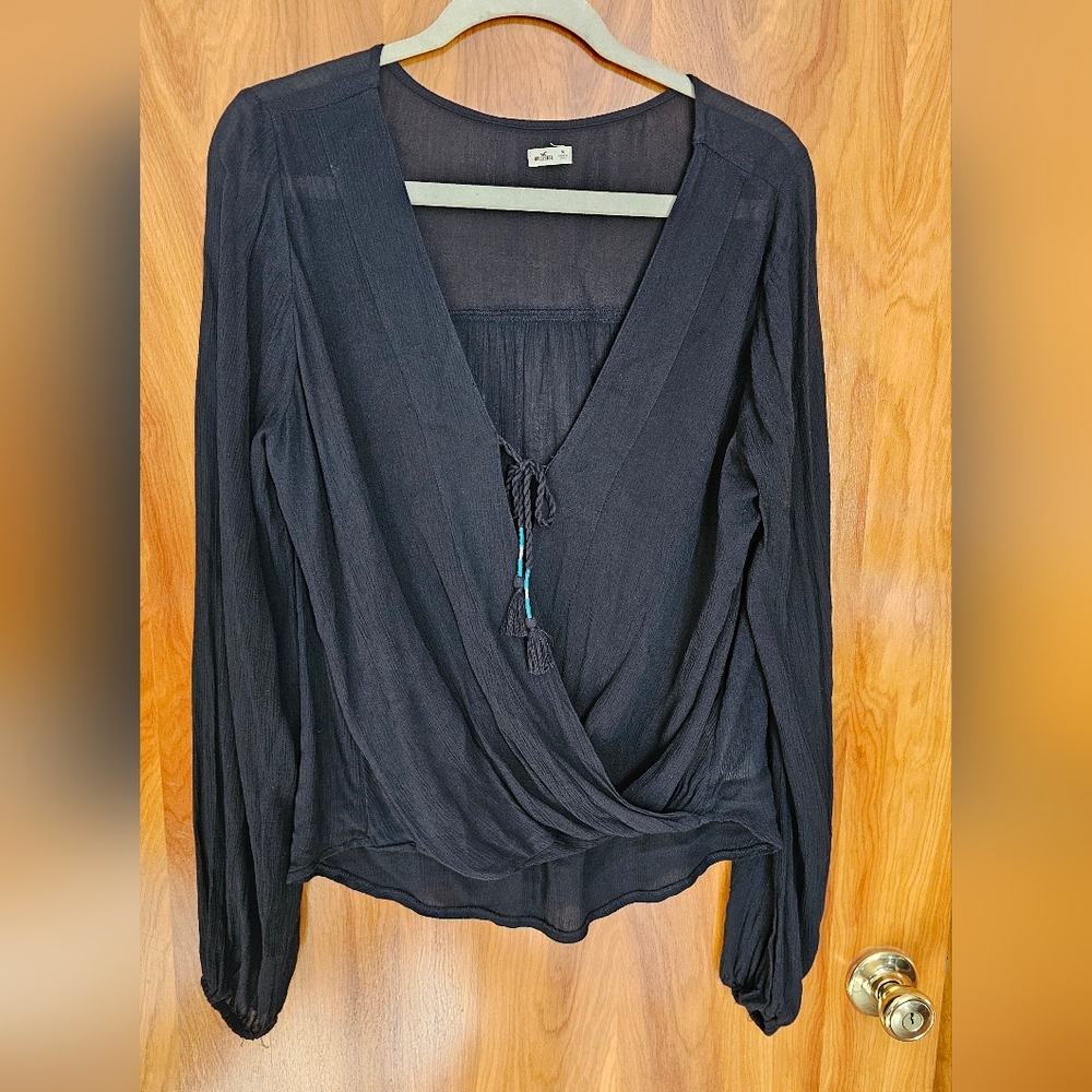 Hollister Black Wrap Blouse